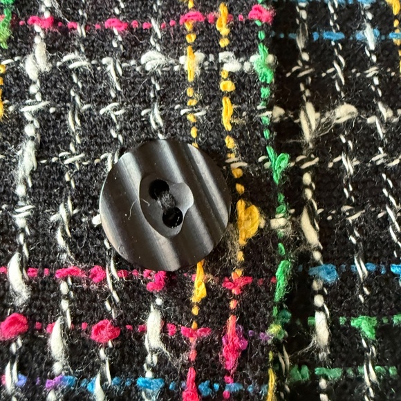 Super Cute Vintage 90s Colour-pop tweed jacket in black with teal, pink, yellow - Picture 6 of 9